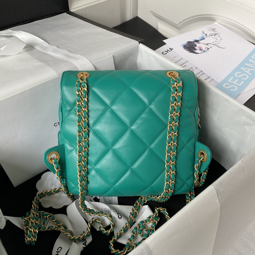 Lambskin Mini Backpack AS3884 Jade Green